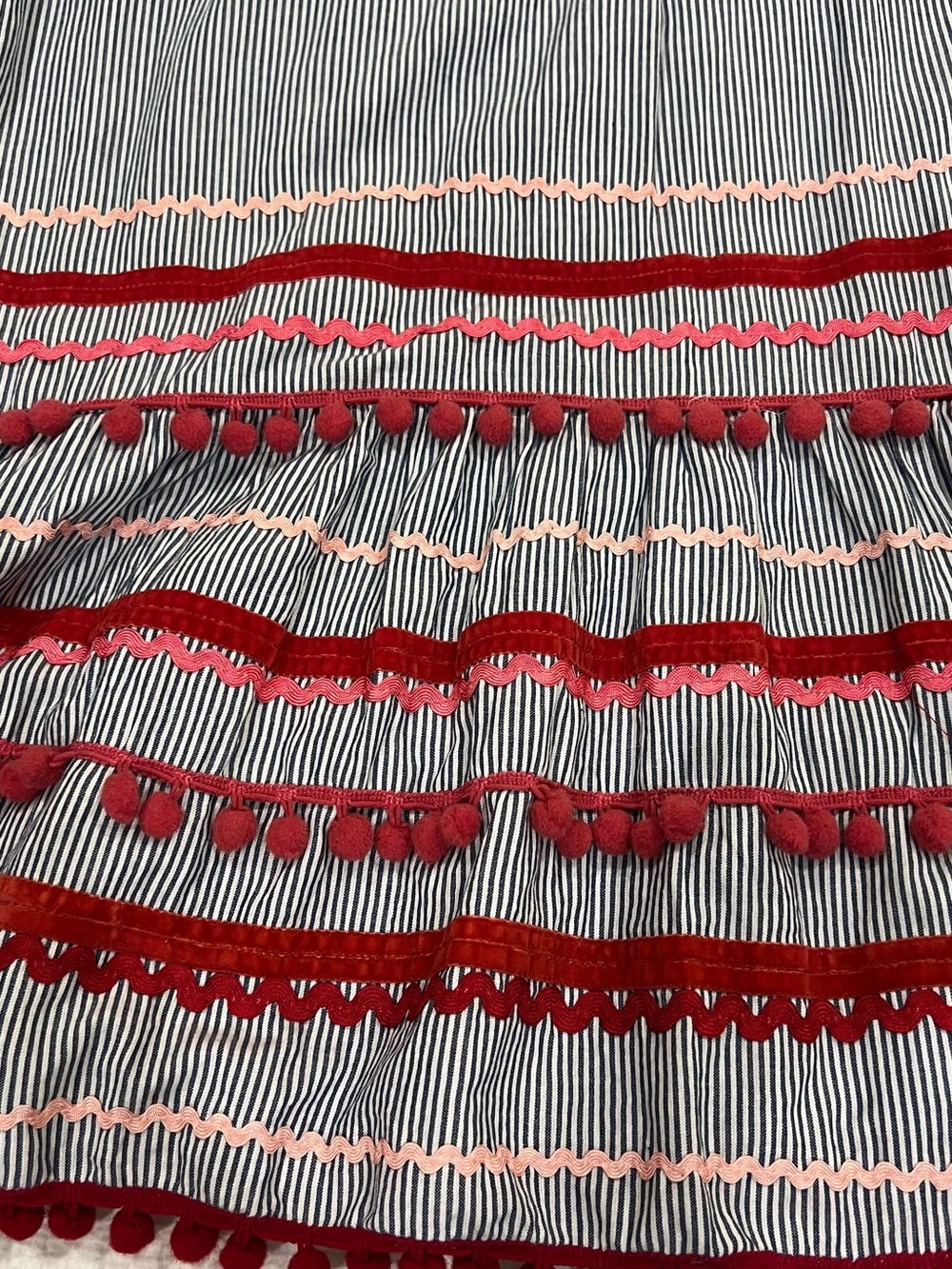 Midi Striped Dress with Red Trim and Tassels Womens Small - Picture 8 of 11